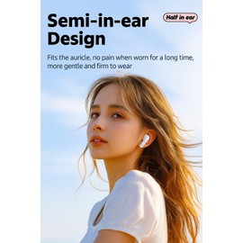 RigWig GS-T1 TWS Wireless Earbuds Bluetooth 5.4 with Cute Backpack Case, HiFi Sound, Noise Reduction, 40 Hours Standby, Semi In-Ear Fit, Handsfree Calling, Great Gift for All Ages Gift Ready (RABBIT)