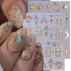 2 Sheets Sun Moon Nail Stickers 5D Embossed Bohemian Style