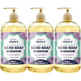 Yaya Maria's Natural Hand Soap, Only 6 Ingredients, 100% Nontoxic, Keeps Hands Soft, Cruelty-Free, Lavender, Liquid, 16 OZ, 3-Pack