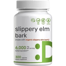 Deal Slippery Elm Bark 6000mg 300 Caps Non GMO/No Preservatives/