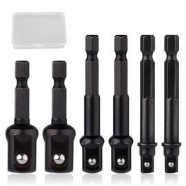 6 PCS Drill Socket Adaptor, 1/4, 1/2, 3/8 Inch Impact Driver Socket Adapter, Impact Wrench Adapter Hex Shank Socket Wrench Adapter Set, Hand Tools Kit for Daily Use