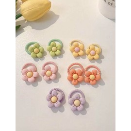 10pcs Girls Thumb Hair Ties Cartoon Colorful Mini Elastic Rubber Bands No Hurt