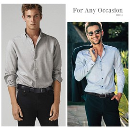 JASGOOD 2 Pack Men's Leather Belt with Slide Automatic Leather Belts Ratchet Belt for Men with Automatic Buckle,Black+Black