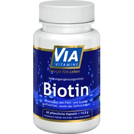 Biotin 500 mcg, for skin and hair, high dose, without additives, made in Germany, 60 vegan capsules