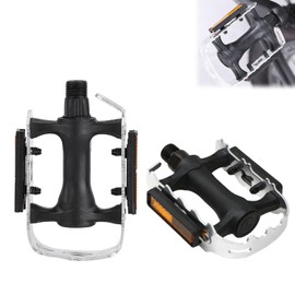 Bicycle Pedals, Non-Slip MTB Pedals Made of Aluminium with Reflectors, 14 mm (9/16 Inch) Lightweight Bicycle Platform, Anti-Rust, Industrial Ball Bearings, Pedals for MTB, Folding Bike, Road Bike,