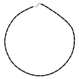I-be, 446603/black/si/42 black spinel necklace, jet black, diameter 3 mm, 925 sterling silver lobster clasp, length 42 cm in gift box, Sterling Silver, Spinel
