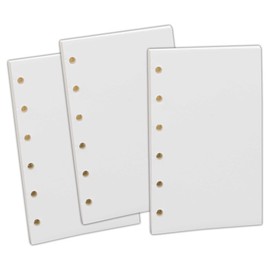 TSUKURIRO Mini Size Personal Organizer, Refill, 6 Holes, Ring, Thick, Durable, Paper, Notebook, Memo, 3 Books, Total of 135 Sheets Set (Plain)