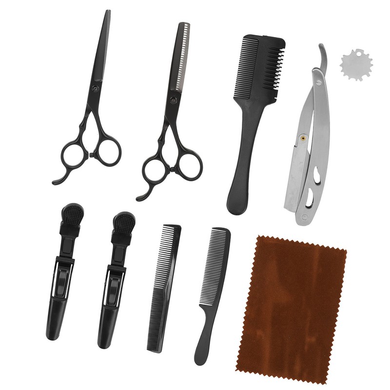 Hair Cutting Scissors Kit Clip Clipper Holder Comb Stainless Steel