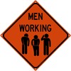 Men Working 12" x 12" Funny Tin Work Sign Traffic