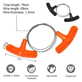 VCRANONR Pack of 2 Rope Saw, 76 cm Steel Wire Saw, Hand Chain Saw for Wood and Plastic, Portable Pocket Saw, Tree Cutting Wire, Wire Saw, Stainless Steel, Camping Saw for Outdoor Gardening, Hiking