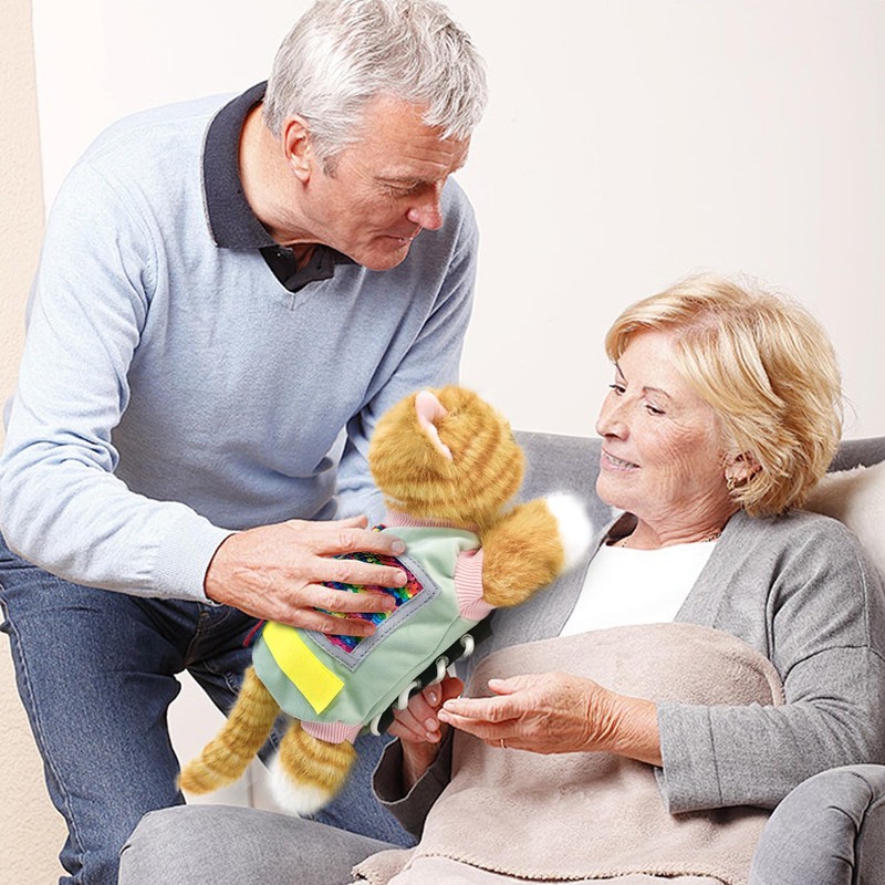 Fidget Blanket with Cat for Elderly with Dementia, Fidget Blanket