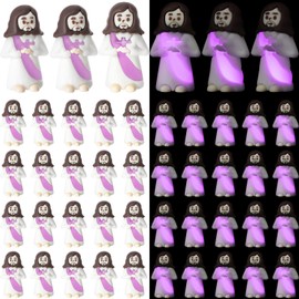 CroBlissful 50 Pcs Glow in The Dark Mini Jesus Figurines Bulk, Luminous Little Pocket Jesus Toys, Christian Church Gifts for Grandparents Day, Pastor Appreciation, Thanksgiving, Christmas (Purple)