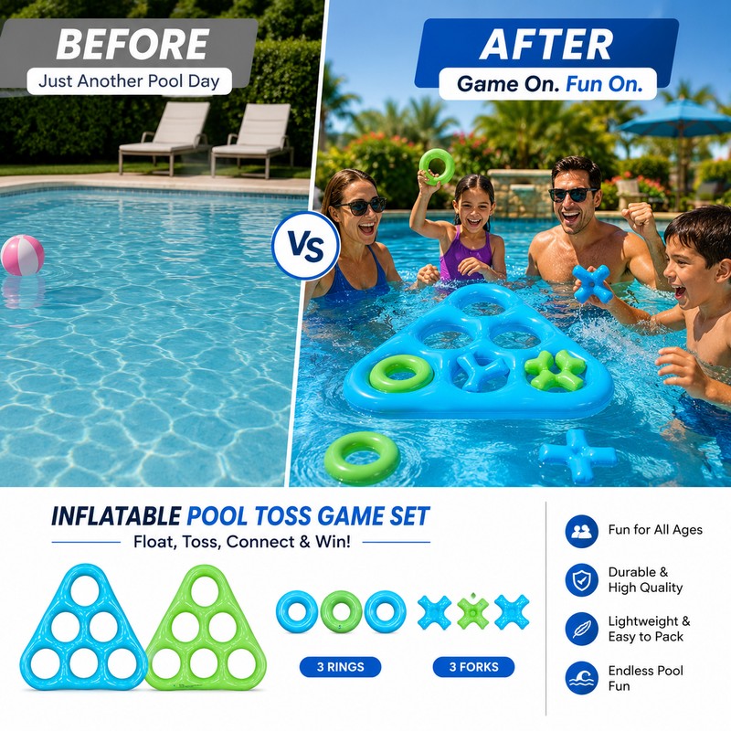 Inflatable Pool Toss Game Set for Family Fun – Floating