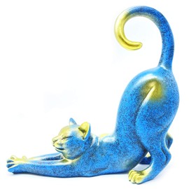 Cat Stretching Statue Figurine Sculpture Gifts for Cat Lover Art Cat Office Home Decor Desk Accessories Decoration