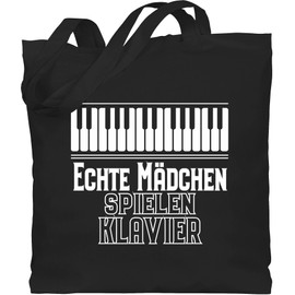 Shirtracer - Cotton Bag - Statement Sayings Children - Real Girls Play Piano, 1 black, Unit size
