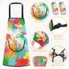 Ainiv Kinderschürze Kochmütze und Rmel Set, Einstellbar Bastelschürze mit Big