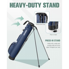 RIOROO Golf Stand Bag, Lightweight Par 3 Golf Bag Holds Up to 7 Clubs with Two Way Dividers Cooler Pocket Shoulder Strap and Multiple Storage Pockets for Men and Women