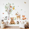 decalmile Woodland Animals Birch Tree Wall Decals Bear Fox Deer