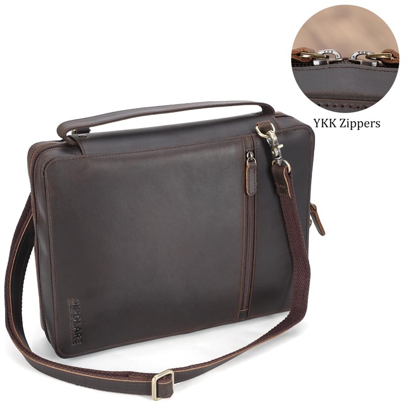 Polare Full Grain Cowhide Leather Bible Cover Church Bag Bible