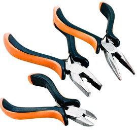 PLIER KING Professional 3-Piece Mini Pliers Set | Long Nose, Lineman & Side Cutter | Great for Crafts, Home, Repairs, Jewery Making | Drop Forged & Heated Treated