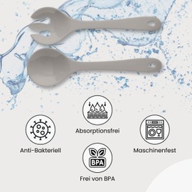 Spoddy Plastic Salad Servers (31 cm Large, Two-Piece, Light Grey) - Plastic Salad Cutlery with Salad Spoon and Salad Fork for Serving (Machine Washable and Heat Resistant up to 100 °C)