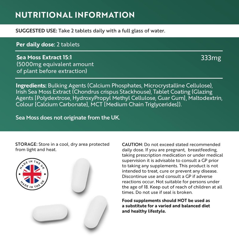 Nutravita 5000mg Sea Moss Tablets - 400 Irish Sea Moss