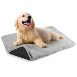 Kaket Dog Bed Mat 45 * 70cm Pet Self Heating Pad, Small Washable Dog Crate Mattress, Anti Slip Pet Thermal Mat, Soft Warm Pet Heated mat for Dog Cat (Grey, M)