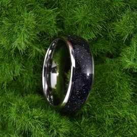 Concept Knight Tungsten Carbide Rings for Men and Women 8mm Blue Sandstone Nebula Starry Sky Men's Engagement Wedding bands High Polish (8mm Dark Blue, 10)
