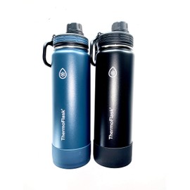 ThermoFlask 24oz Spout Bottle 2pack Mayan Blue, Black