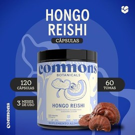 Commons Hongo Reishi 120 Cápsulas - Hongos Adaptógenos - Apoyo del Sueño - Energizante y Antioxidante - Suplemento de Alta Calidad - 100% Orgánico - M