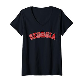 Womens Vintage Georgia GA Varsity Style Sports V-Neck T-Shirt