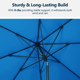 FansaFurn Large Outdoor Patio Umbrella with Push Button Tilt/Crank, Patio Table Umbrella with 8 Sturdy Ribs, 13 ft Outdoor Umbrella for Backyard, Pool, Deck, Market, Dark Blue