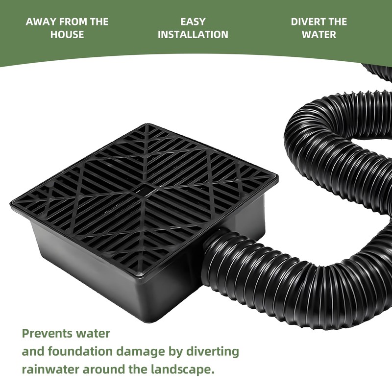 Rain Gutter Downpipe Extensions, Square Sink Drain Set, with 150