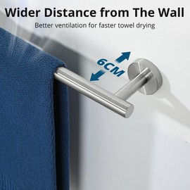 SAYAYO Towel Rail Wall Mounted Brushed Towel Holder Bathroom Towel Bar for Hand Towel SUS 304 Stainless Steel 24-Inch/60CM, EGKN2301FT-600-LS