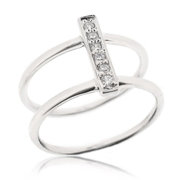 Sovats Two Band Ring For Women Set With White Cubic