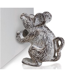 Comfify - Tope de puerta de mouse de hierro fundido decorativo clásico rústico – Cuña de puerta pesada – Detiene tu recámara, baño y puertas exteriores con estilo, color blanco antiguo
