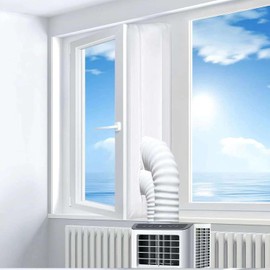YAHENLI 400CM (157") Portable AC Window Seal, Casement Window Vent Kit for Portable Air Conditioner and Dryer, Waterproof Seal Kit Easy to Install for Crank Out/Skylights/Awning/Window