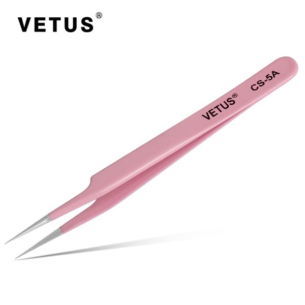 Pink Color Precision Eyebrow Eyelash Plant Tweezers Hair Remover Nail Beauty Makeup Tool Stainless Steel Pointed Tip(CS-5A)