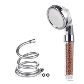 Filtered Shower Head with Handled by MineralStream, High Pressure Water Saving Shower Head with Hose and Filter Beads for Hard Water with Rainfall, Jet and Massage settings