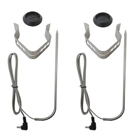 JRSHOME 2 Pack 50152 Temp Meat Probe Replacement for Pit Boss Pellet Grills and Smokers- 3.5mm Plug Thermometer Probe Accessories with 2 Pack Probe Grommets and Probe Clips