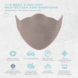 Airpop Original Reusable Face Mask, 4 Replacement Filters Included, Multi Layer Face Covering, Contoured Fit, Folding Adjustable Mask with Carry Bag, Washable Adult Face Mask, Beige