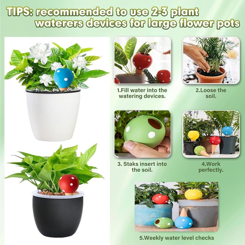 Yharnamite 4 Pcs Terracotta Self Watering Devices, Watering Globes, Professional