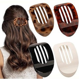 4 PCS Flat Hair Clips for Women, Curved Design Hair Clip for Lying, Driving - Amber Strong Hold Claw Clips for Thin, Thick Hairs, Hairs Accessories for Women and Girls