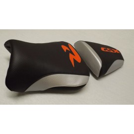 CUSTOM FRONT& REAR SEAT COVERS BLACK/SILVER FIT SUZUKI GSXR 600R 750R 2004 2005