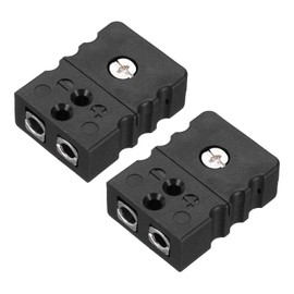QUARKZMAN J Type Thermocouple Plug Wire Connector Socket Temperature Sensor Adapter Round Pin Temperature 220°C (428°F) for Thermocouple Sensor Probe Black Pack of 2