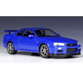 Welly 1:24 Nissan Skyline GT-R R34 Blue Diecast Model Car 24108W-MBL
