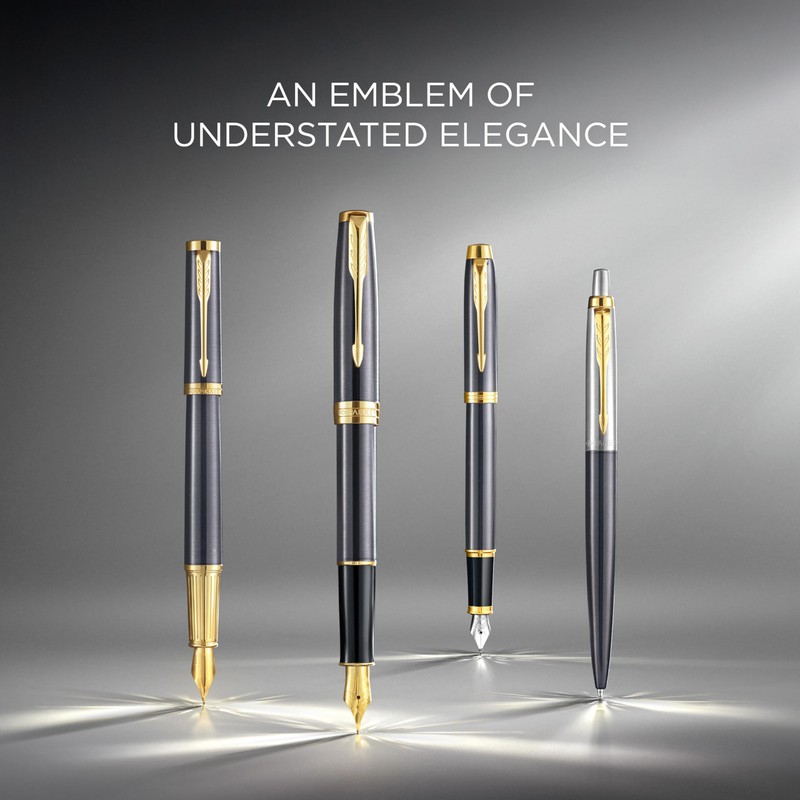 PARKER IM Rollerball Pen | Grey Lacquer with Gold Trims