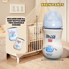 Brew Pants American Beer Themed Coozies for Baby Bottles - Funny Gift for New Parents & Baby Showers - (2 Premium Designed Neoprene Coozies + BPA/Lead/Phthalate Free Bottle Included) (Design 3)