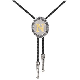 AZORA Initials Bolo Tie Customizable Western Necktie with Engraved Initial Wedding Bolo Tie for Men Women