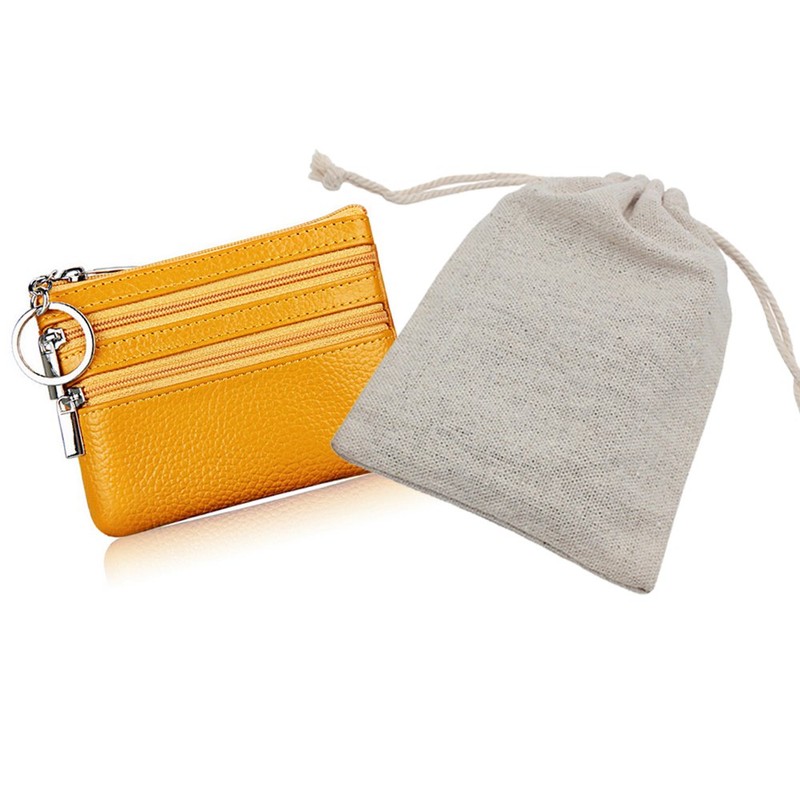 boshiho Coin Purse, Coin Case, 4 Pockets, Key Ring, Leather,